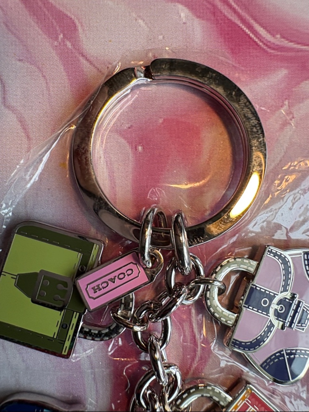 Coach Multicolored Enamel Handbag Charm Key Ring - Picture 3 of 5